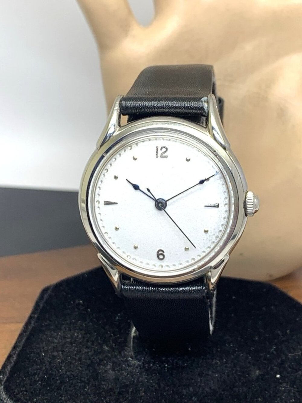 Vintage Mechanical Men's Watch 1159H White Dial With Eterna Case Leather 35mm